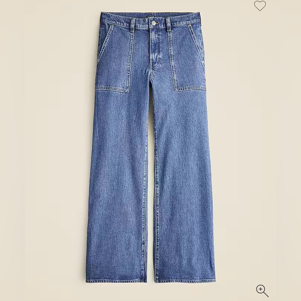 NWT! J.Crew Camp Pocket Wide Leg Jean Cargo Denim Stretch Cotton Blend Blue 29 - Picture 3 of 6